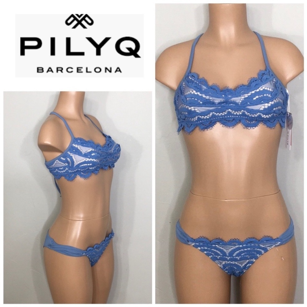 PILYQ sky blue lace bikini. S/M.